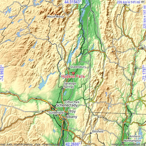 Topographic map of Hudson Falls