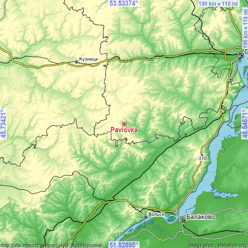 Topographic map of Pavlovka