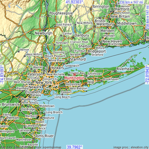 Topographic map of Huntington