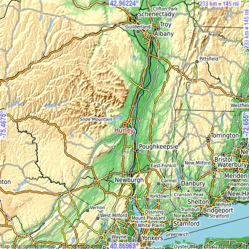 Topographic map of Hurley