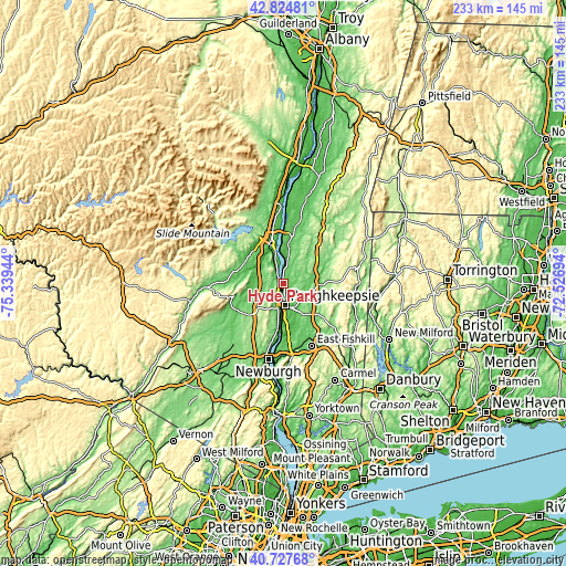 Topographic map of Hyde Park