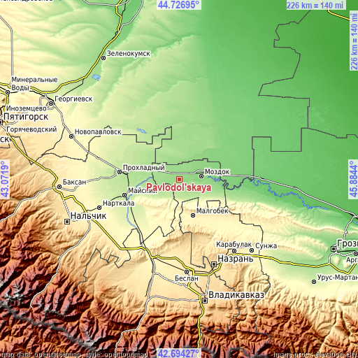 Topographic map of Pavlodol’skaya