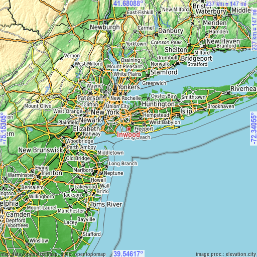 Topographic map of Inwood