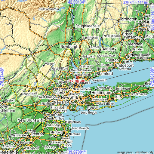 Topographic map of Irvington