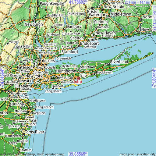 Topographic map of Islip