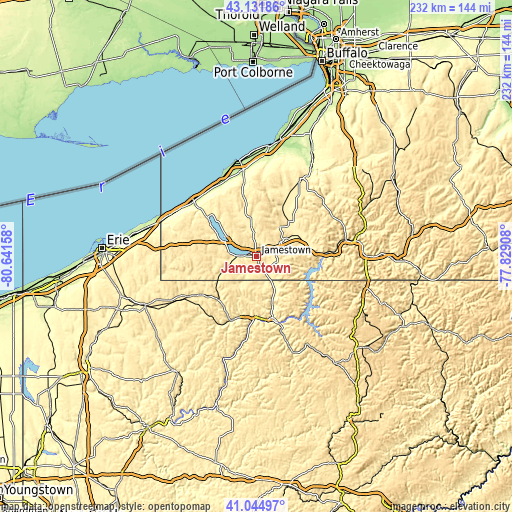 Topographic map of Jamestown