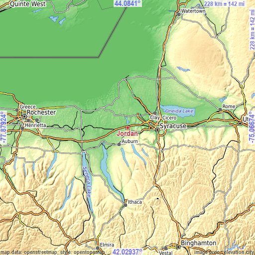 Topographic map of Jordan