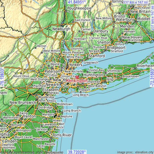 Topographic map of Kensington