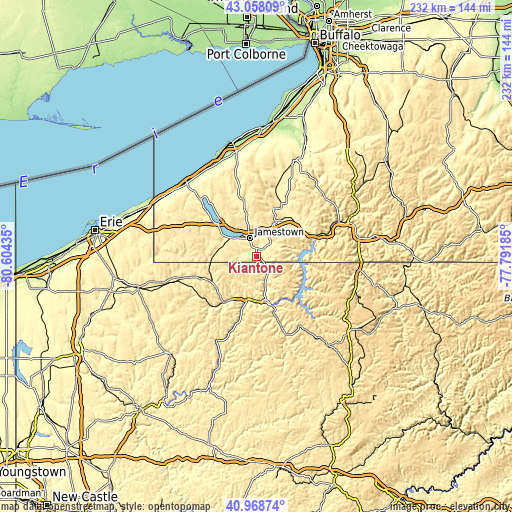 Topographic map of Kiantone