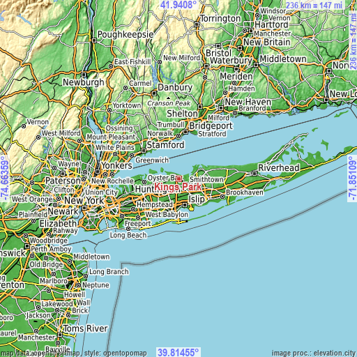 Topographic map of Kings Park