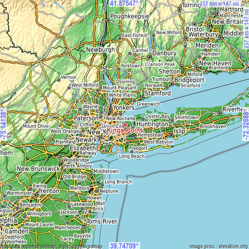 Topographic map of Kings Point