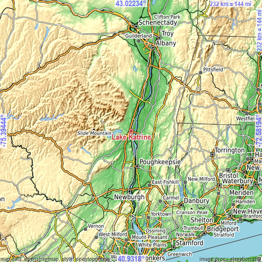 Topographic map of Lake Katrine