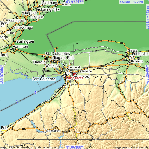 Topographic map of Lancaster