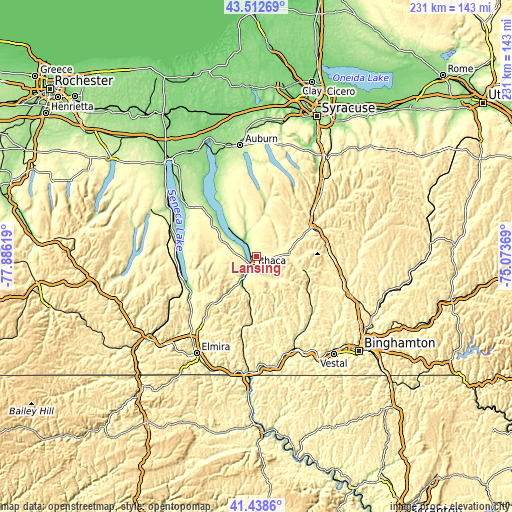 Topographic map of Lansing