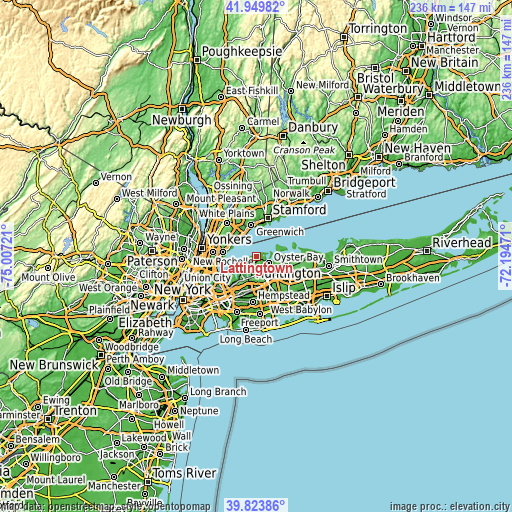 Topographic map of Lattingtown