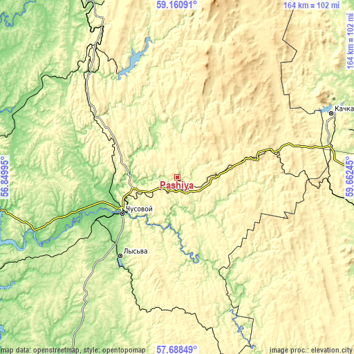 Topographic map of Pashiya