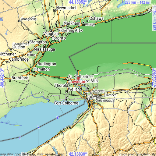 Topographic map of Lewiston