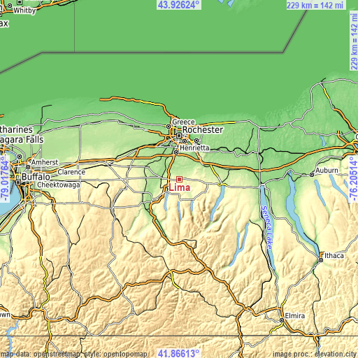 Topographic map of Lima