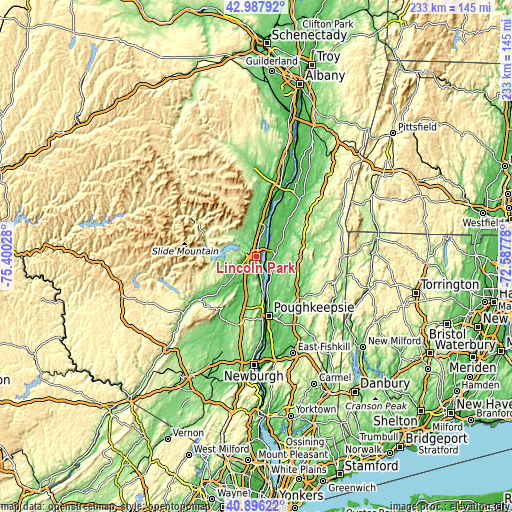 Topographic map of Lincoln Park