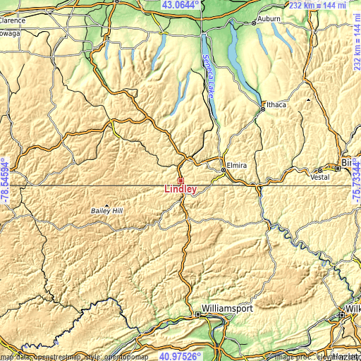 Topographic map of Lindley