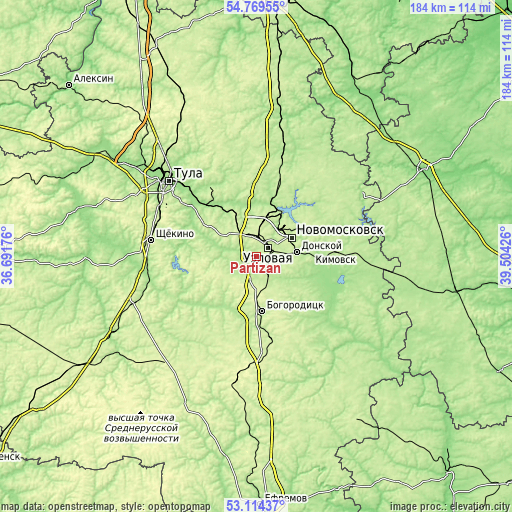 Topographic map of Partizan