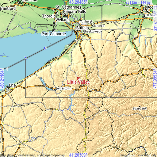 Topographic map of Little Valley