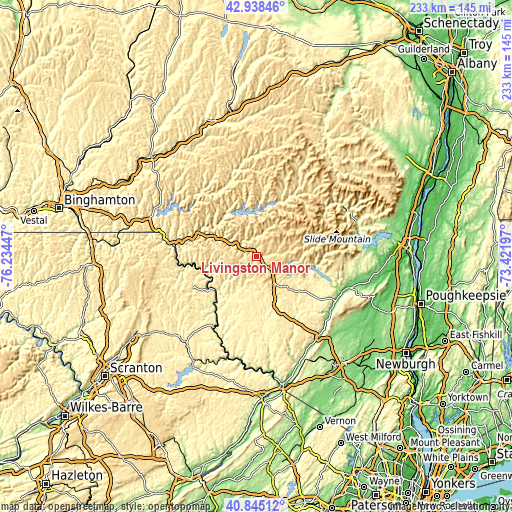 Topographic map of Livingston Manor