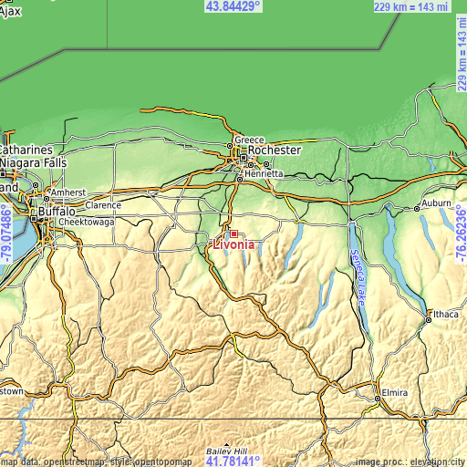 Topographic map of Livonia