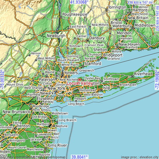 Topographic map of Locust Valley