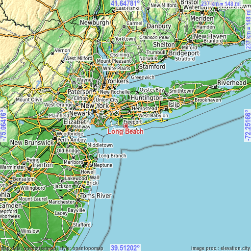 Topographic map of Long Beach