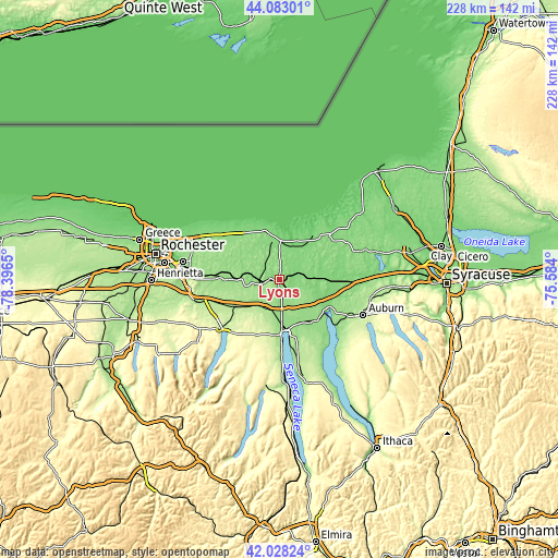 Topographic map of Lyons