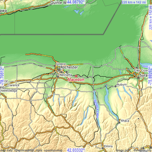 Topographic map of Macedon