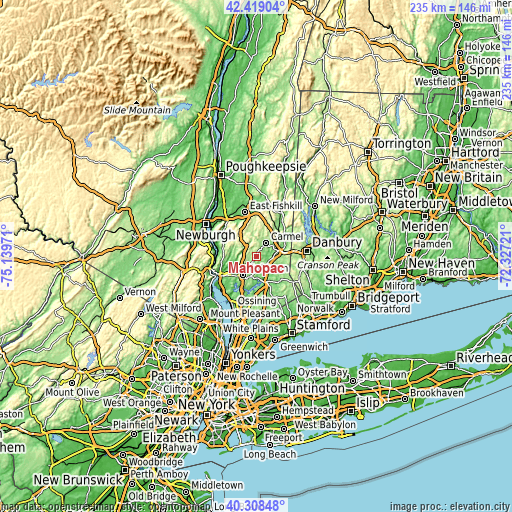 Topographic map of Mahopac