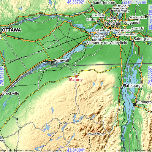 Topographic map of Malone