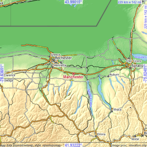 Topographic map of Manchester