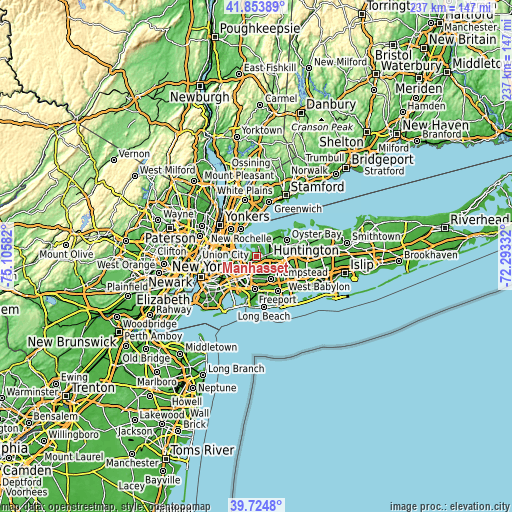 Topographic map of Manhasset