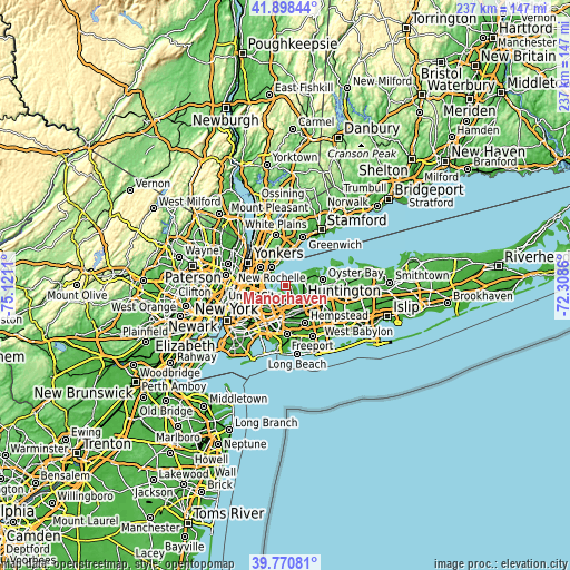 Topographic map of Manorhaven