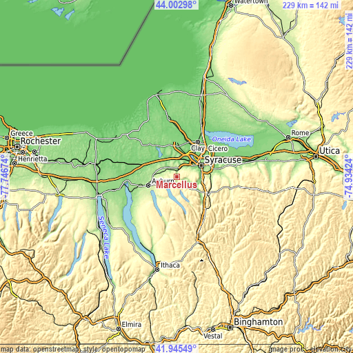 Topographic map of Marcellus