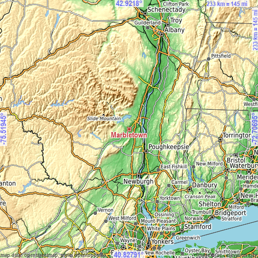 Topographic map of Marbletown