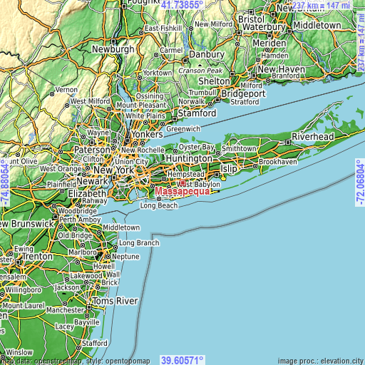 Topographic map of Massapequa