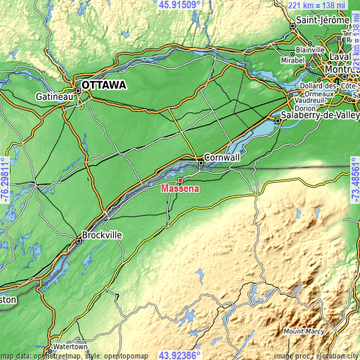 Topographic map of Massena