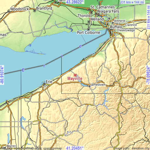 Topographic map of Mayville