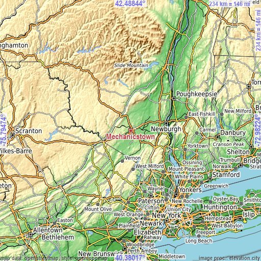 Topographic map of Mechanicstown