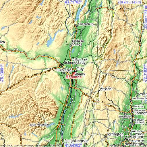 Topographic map of Menands