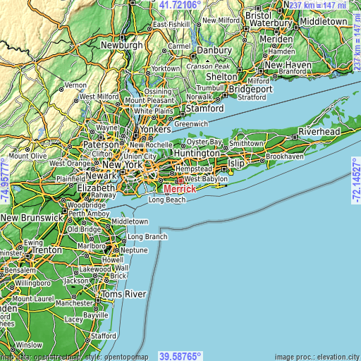 Topographic map of Merrick