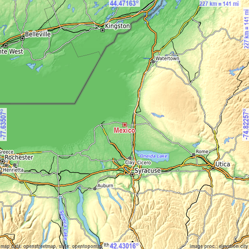 Topographic map of Mexico