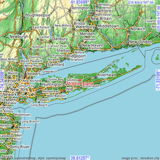 Topographic map of Middle Island