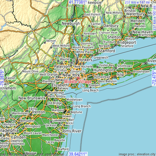 Topographic map of Middle Village