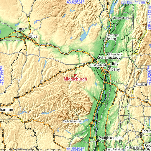 Topographic map of Middleburgh