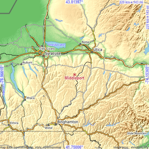 Topographic map of Middleport